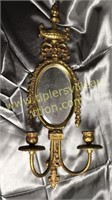 Heavy brass mirrored wall sconce 23in
