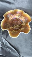 7.5in opalescent marigold carnival ruffled bowl