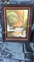 Framed painting on canvas 16x20in