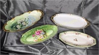 4 hand Painted oblong celery dishes longest 14in-