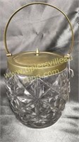 Crystal and silverplate biscuit barrel