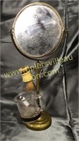 Antique shaving mirror with mug and brush