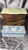 Vintage jewelry box and tin