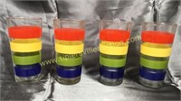 Set of 4 striped vintage glasses