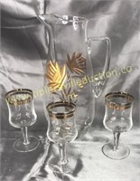 Crystal water newer with 3 goblets