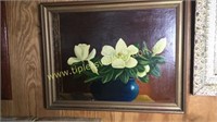 Magnolia painting on board 27”x21l