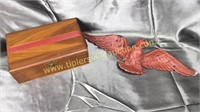 Metal eagle and small cedar box