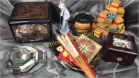 Oriental boxes, mirrors and other misc
