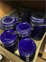 LOT OF BLUE CANISTERS
