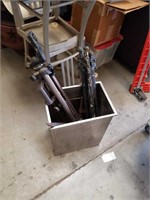 Metal Box with tools and tripods