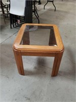 Oak table with glass insert