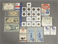 Assorted Foreign Coin & Stamp Collection