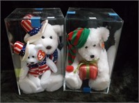 2004 TY BEANIES IN CASES CHRISTMAS AND USA BEARS