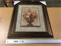 FRAMED PICTURE WITH FLOWERS AND URN