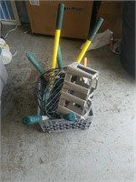 Crate of Tree Trimmers, Hose Holder & More