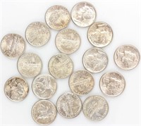 Coin 17 Mercury Dimes AU to Brilliant Unc. 1940'S