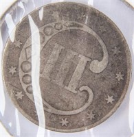 Coin 1851 3¢ Silver Graded as Very Good.  Rare!