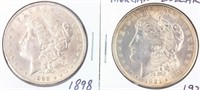 Coin 2 Morgan Silver Dollars 1898 & 1921.