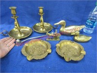 brass ducks - candle holders -ashtrays -etc