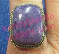 vintage sterling silver purple stone ring -sz 9.25