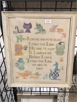 17 x 20 Vintage Crosstitch Nursery Rhyme