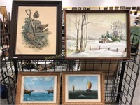 Lot Of four Framed Paintings and Prints