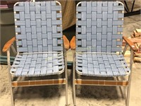 Pair of Wooden Armed Folding Lawnchairs