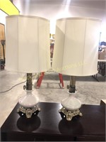 Pair of Ceramic and Metal Retro Table Lamps