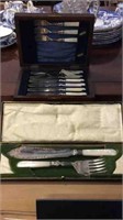 MOTHER OF PEARL SERVING KNIFE AND FORK + LUNCH SET