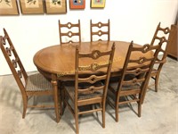 Solid Wood Dining Table with Six Chairs