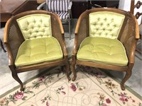 Lot of Two Retro Wicker Side Barrel Chairs