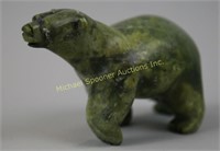 INUIT GREEN STONE CARVING OF A  BEAR