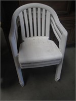 3 Plastic White Patio Chairs
