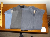 TWO ZIP UP SWEATERS & SWEATER VEST SIZE XL