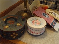 PAINTED BOXES, CARVED HEART WOOD BOWL & MORE