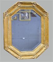 Heavy Beveled Glass Mirror in Gilt-style Frame