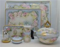 7 pcs. Lady's Porcelain Limoges Vanity Tray Set