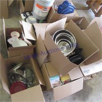 Pallet--Stainless bowls, plastic, doll, Halloween,
