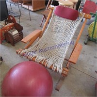 Braided rope rocking chair, exercise ball