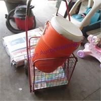 Fold-up grocery cart, Igloo 5-gallon cooler