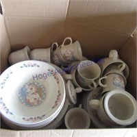 Set of dishes--pig design; plates, bowls, cups