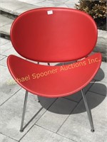 ITALSTUDIO RED LEATHER AND CHROME CHAIR