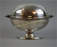 EDWARDIAN OVAL ROLLOVER TOP SILVER PLATE DISH