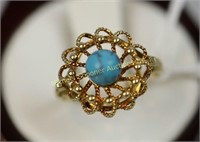 14K GOLD AND TURQUOISE RING