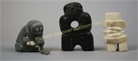 THREE SMALL INUIT STONE CARVINGS