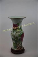VINTAGE CHINESE VASE WITH BIRD AND PEONY DESIGN