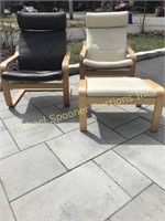 TWO IKEA POANG LEATHER CHAIRS