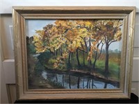 Framed oil painting of Old Feeder Canal,