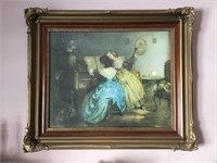 Beautiful large framed print of two ladies in the