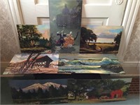 Lot of seven prints on light board of various